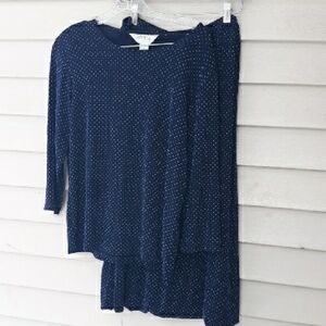 Orvis Skirt & Top Set Career Navy Dots Size Medium Like New